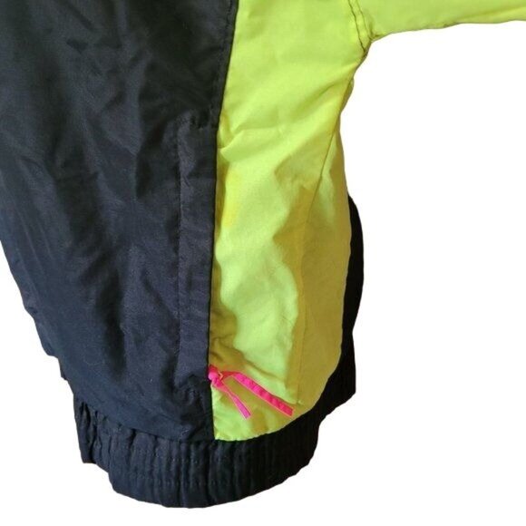 Vintage White Sierra Unisex Large Neon Windbreaker Warm Up Jacket Black Green - Picture 6 of 14